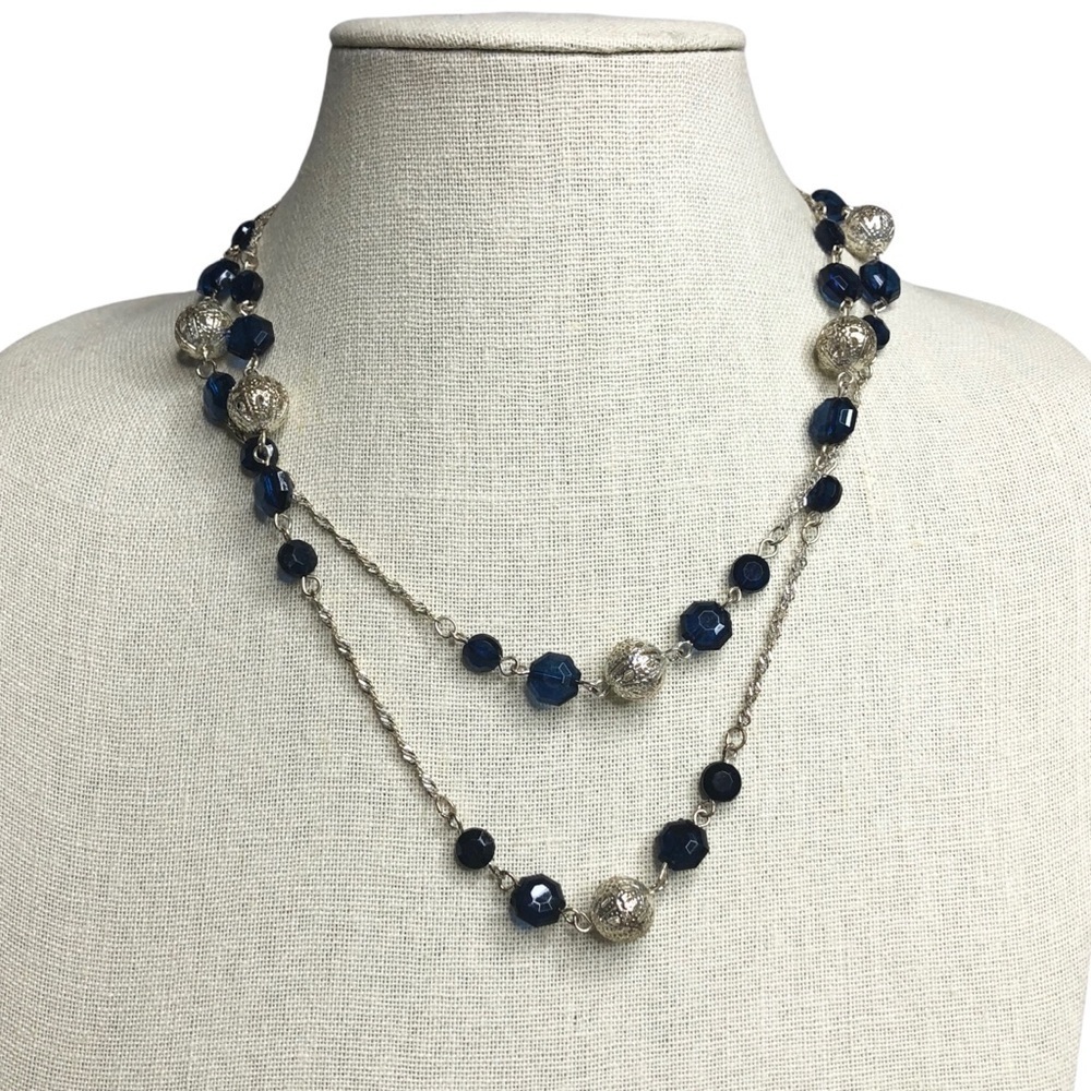 Blue & Silver Satellite Necklace
